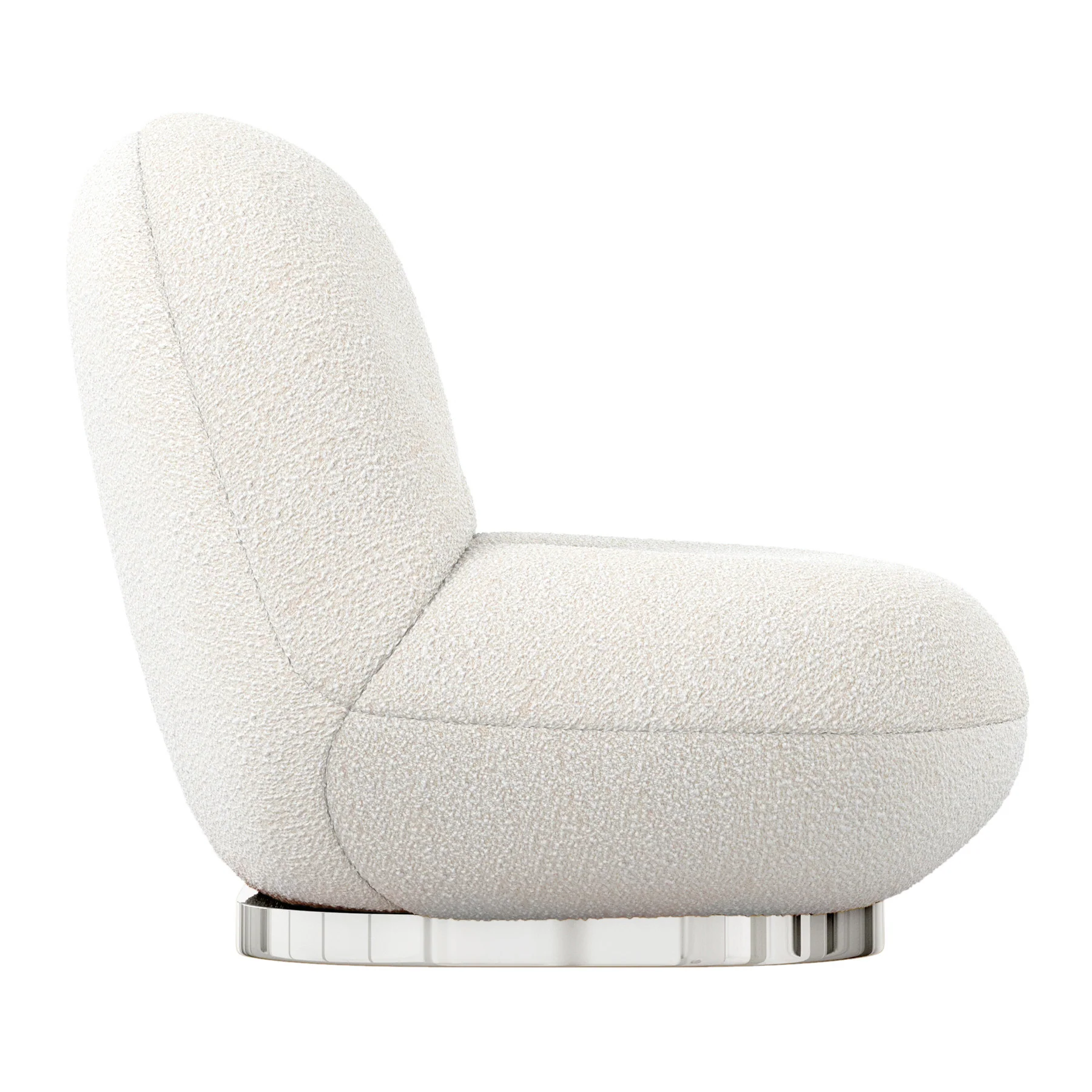 White and Silver Boucle Slipper Chair By Homeroots - Image 4