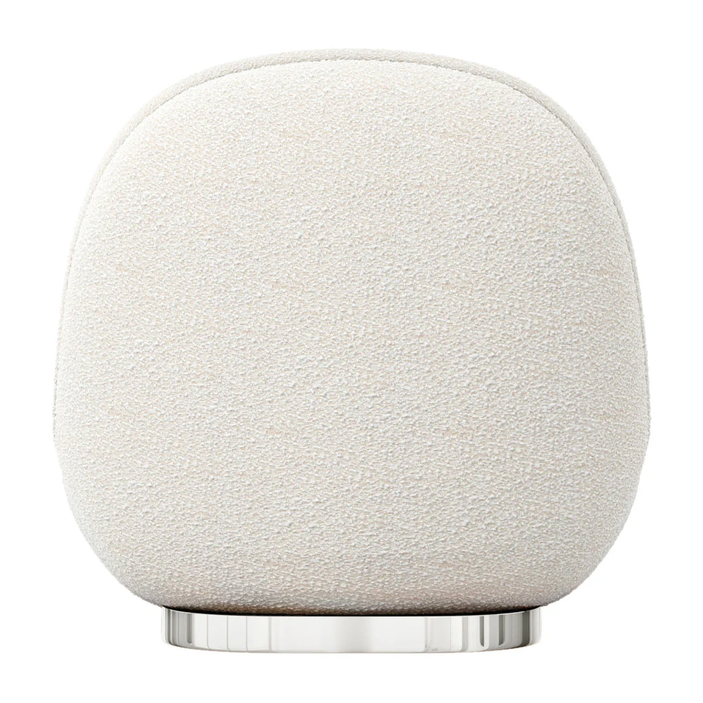 White and Silver Boucle Slipper Chair By Homeroots - Image 5