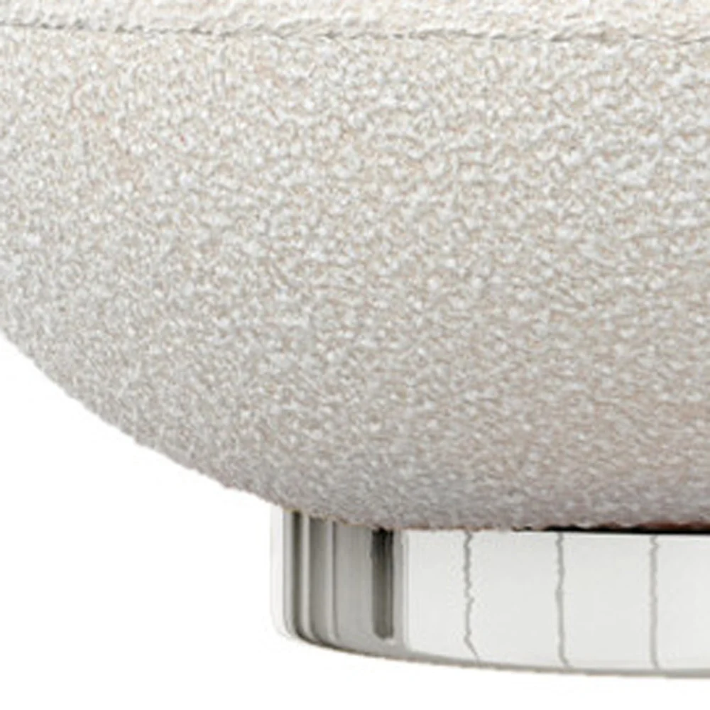 White and Silver Boucle Slipper Chair By Homeroots - Image 6