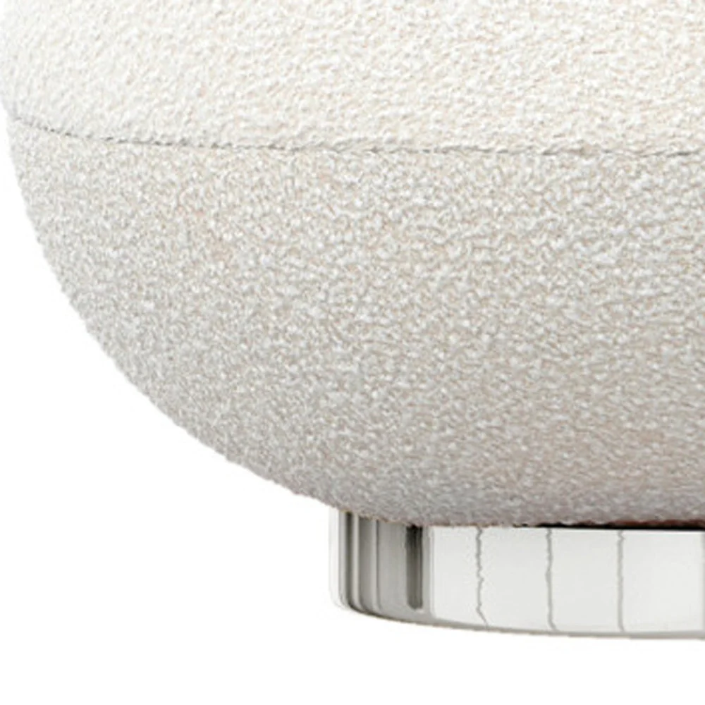 White and Silver Boucle Slipper Chair By Homeroots - Image 7