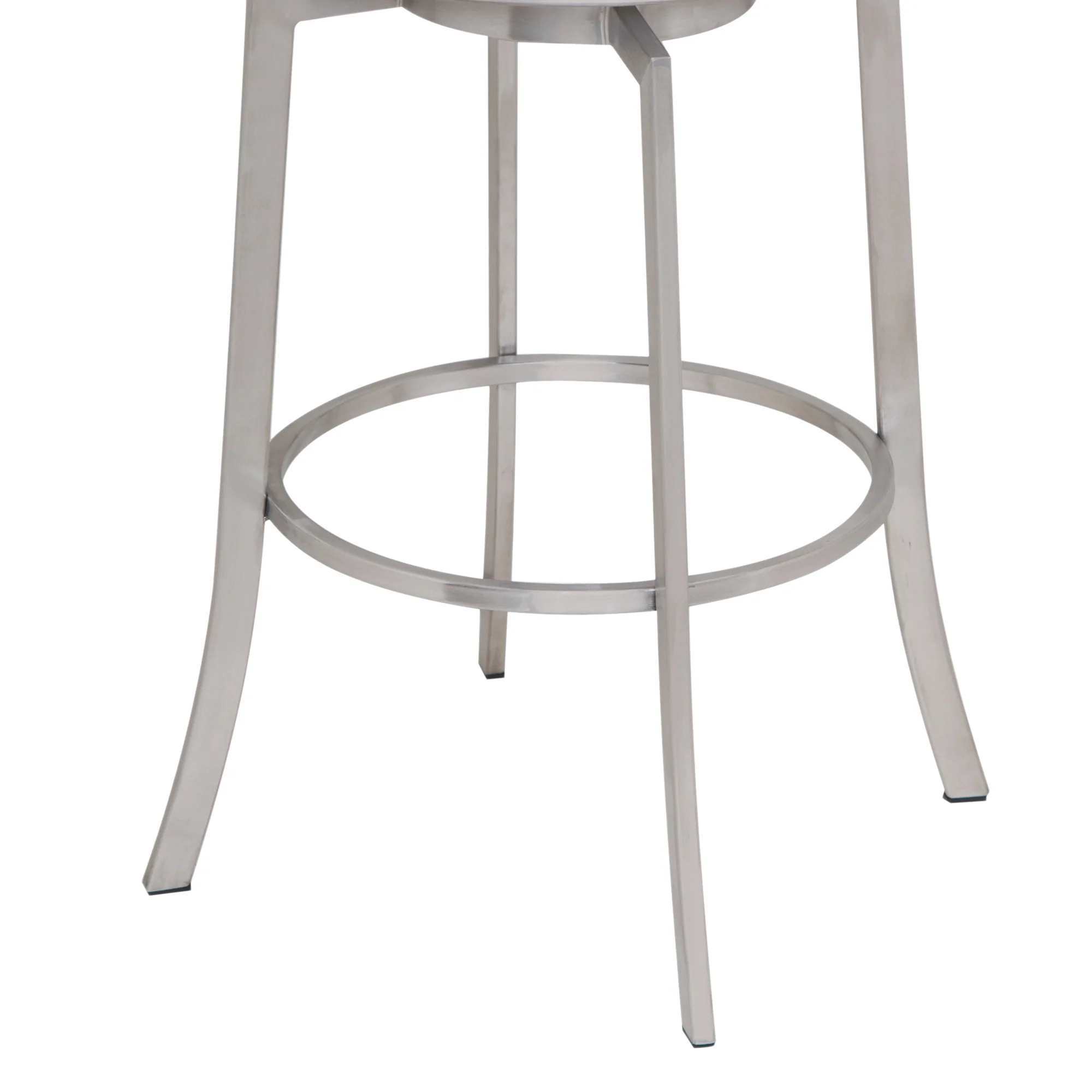 White And Silver Faux Leather And Iron Swivel Low Back Counter Height Bar Chair By Homeroots - Image 4