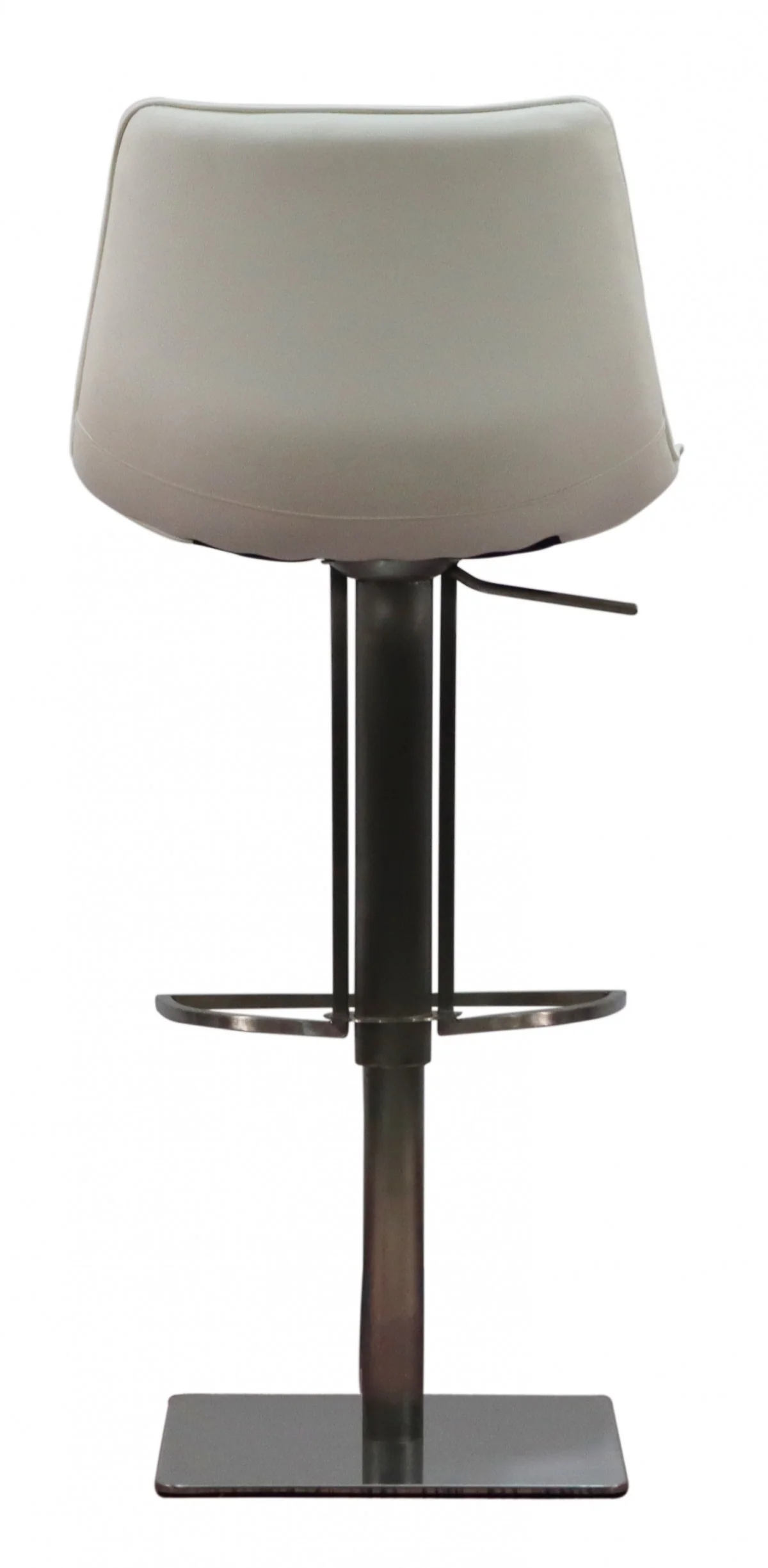 White and Silver Faux Leather and Stainless Steel Bar Height Swivel Bar Chair By Homeroots - Image 3