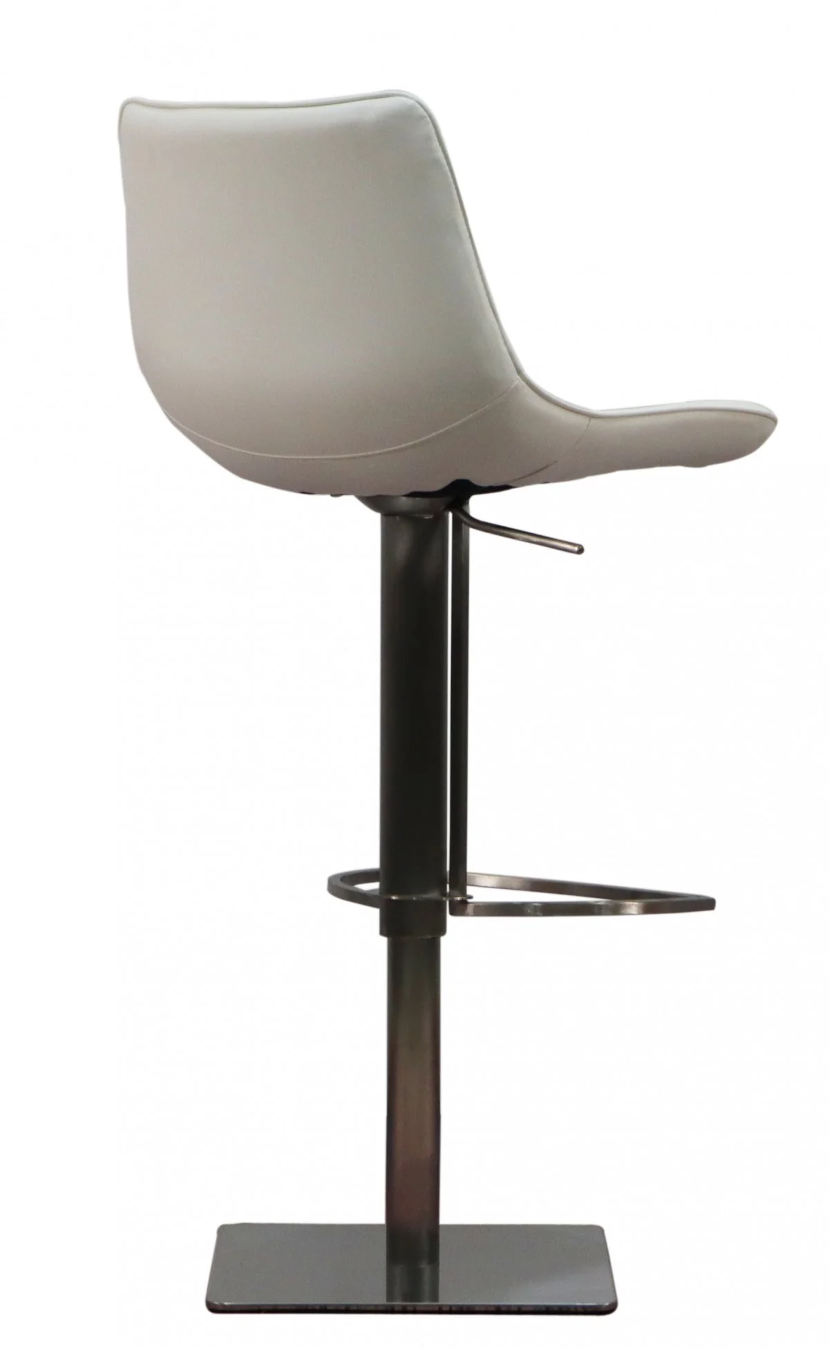 White and Silver Faux Leather and Stainless Steel Bar Height Swivel Bar Chair By Homeroots - Image 4