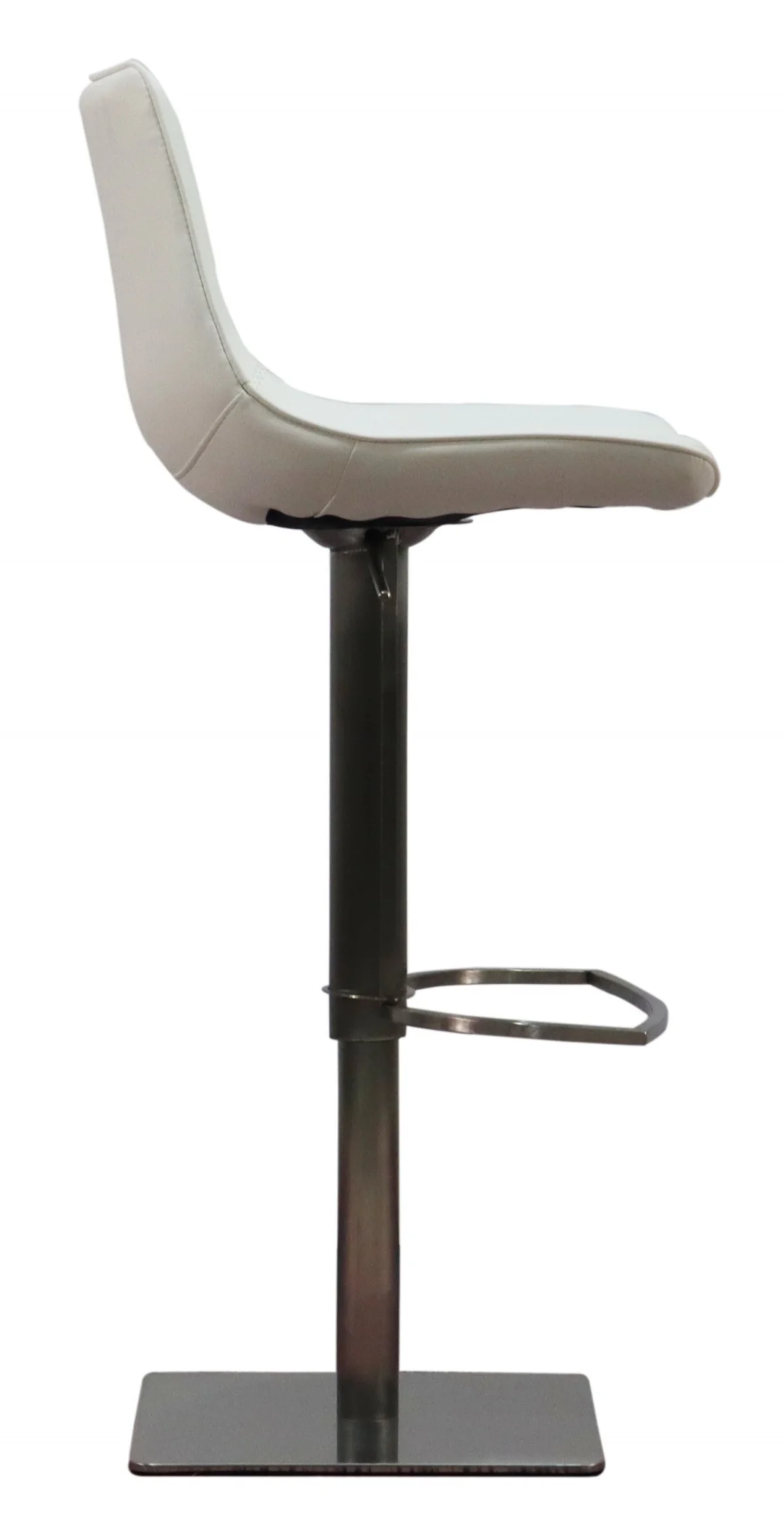White and Silver Faux Leather and Stainless Steel Bar Height Swivel Bar Chair By Homeroots - Image 5