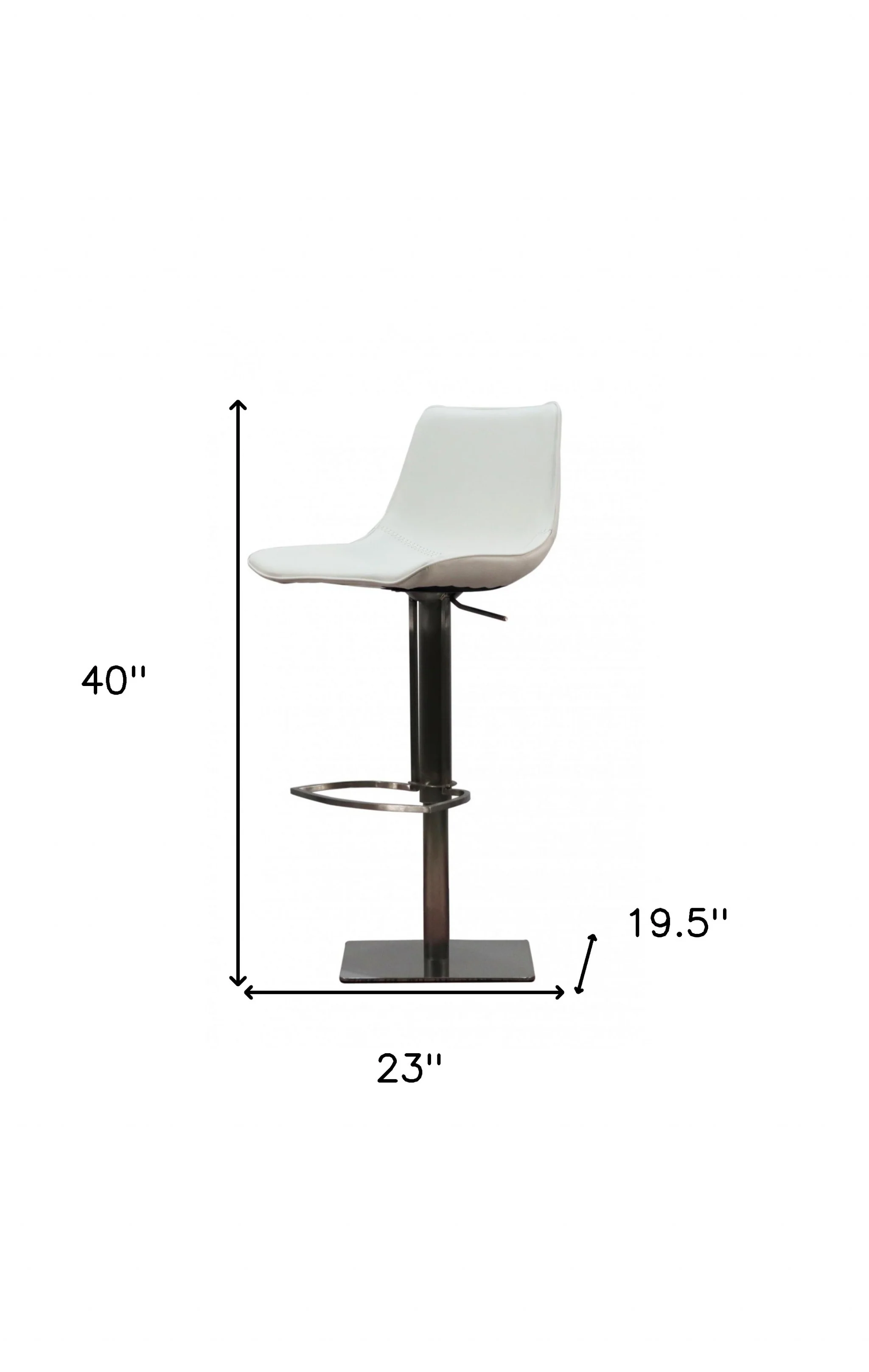 White and Silver Faux Leather and Stainless Steel Bar Height Swivel Bar Chair By Homeroots - Image 7