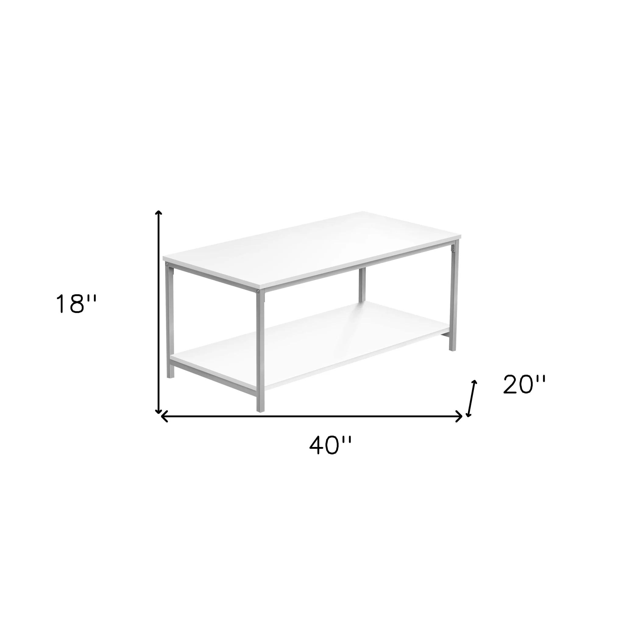 White And Silver Metal Coffee Table By Homeroots - Image 4