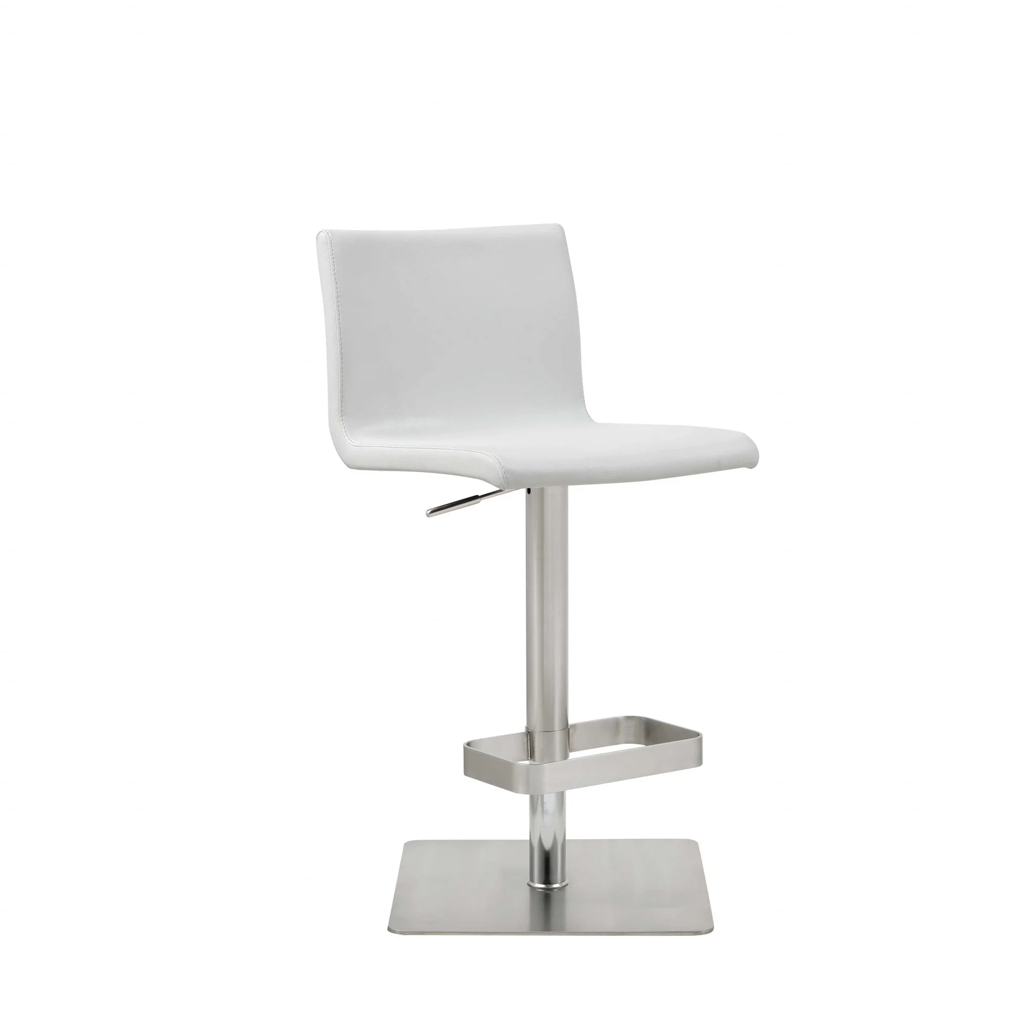 White And Silver Stainless Steel Counter Height Bar Chair By Homeroots - Image 3
