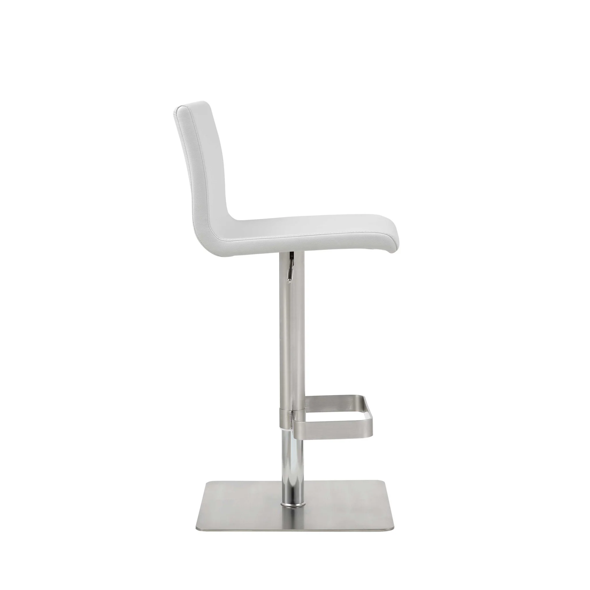 White And Silver Stainless Steel Counter Height Bar Chair By Homeroots - Image 4