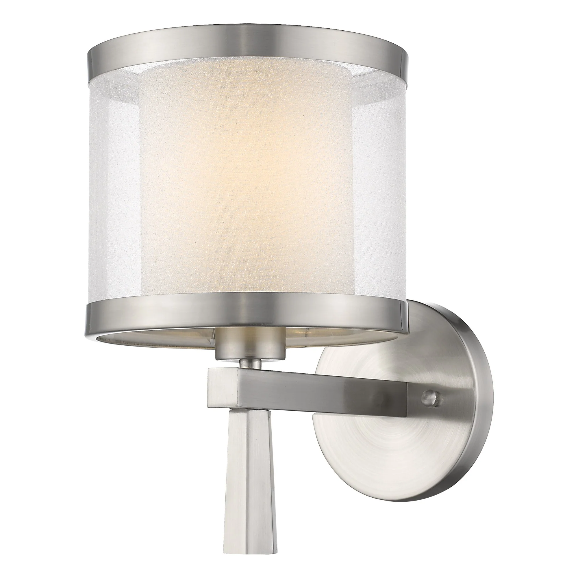 White and Silver Wall Light with Fabric Shade By Homeroots - Image 2