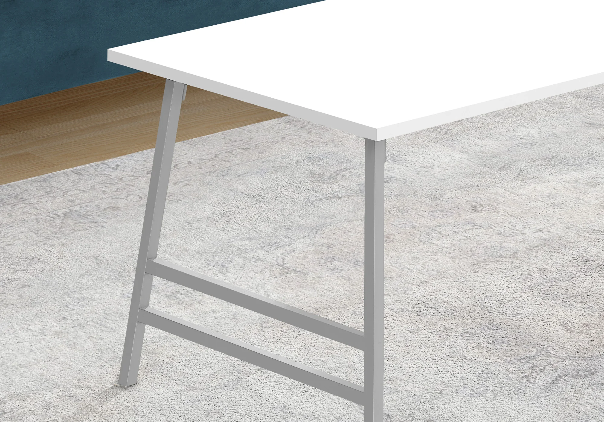 White And Silver Wood And Metal Coffee Table By Homeroots - Image 7