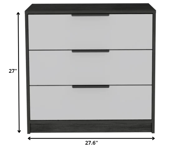 White And Smokey Oak Manufactured Wood Three Drawer Dresser By Homeroots - Image 5