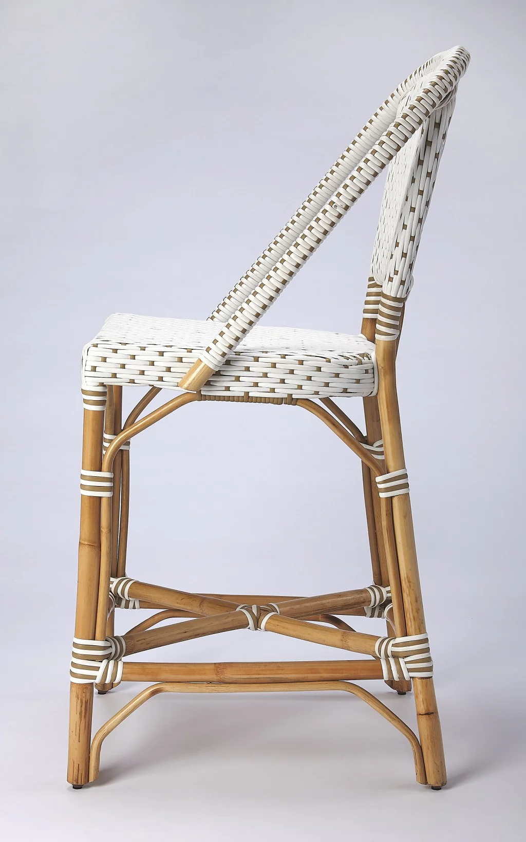 White And Tan Beige Rattan Counter Stool By Homeroots - Image 2