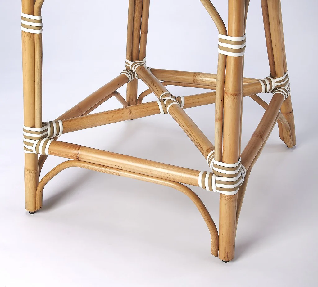 White And Tan Beige Rattan Counter Stool By Homeroots - Image 5
