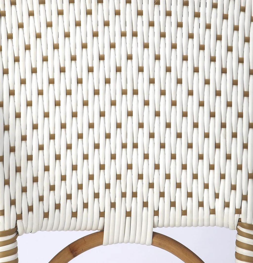 White And Tan Beige Rattan Counter Stool By Homeroots - Image 6