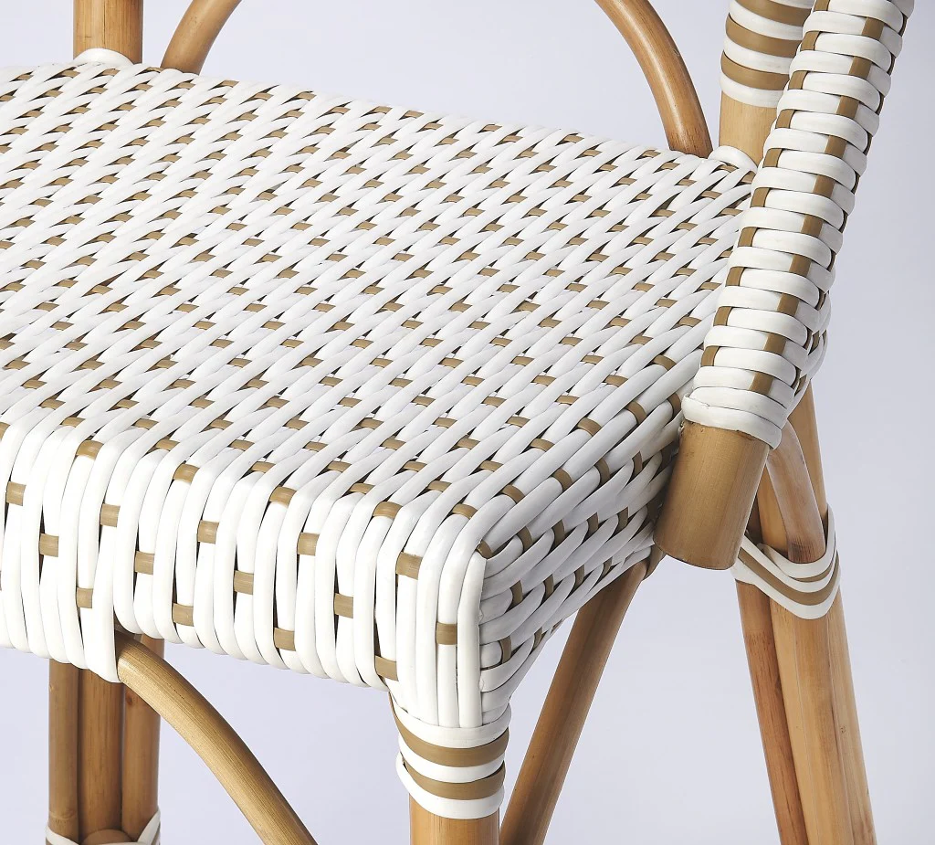 White And Tan Beige Rattan Counter Stool By Homeroots - Image 7