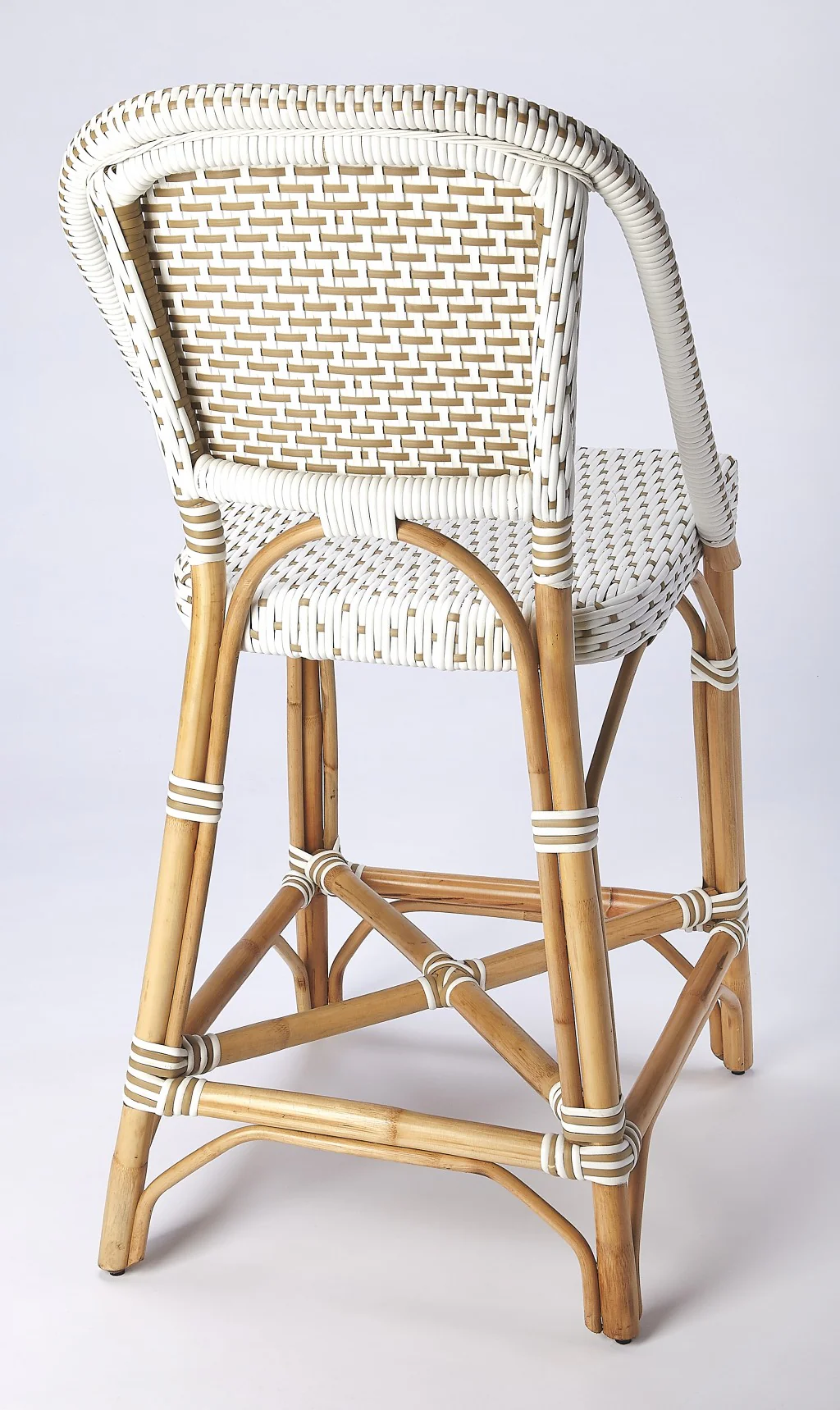 White And Tan Beige Rattan Counter Stool By Homeroots - Image 8