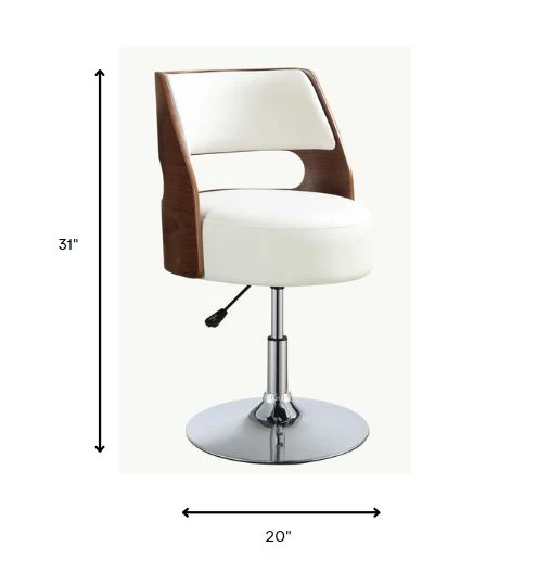 White And Walnut Swivel Adjustable Stool By Homeroots - Image 2