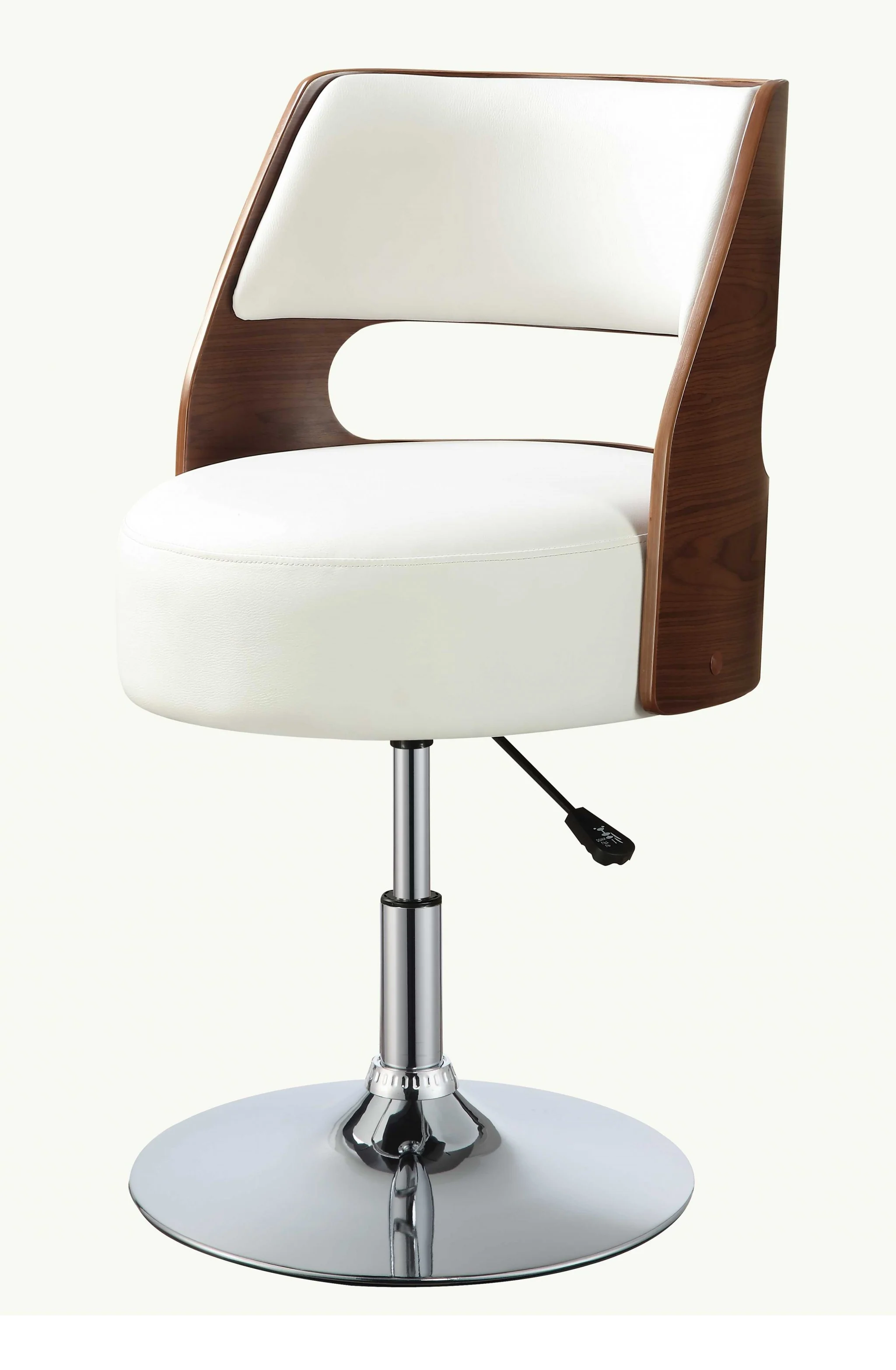 White And Walnut Swivel Adjustable Stool By Homeroots - Image 3