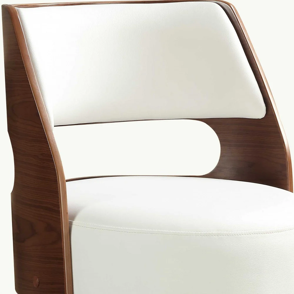 White And Walnut Swivel Adjustable Stool By Homeroots - Image 4