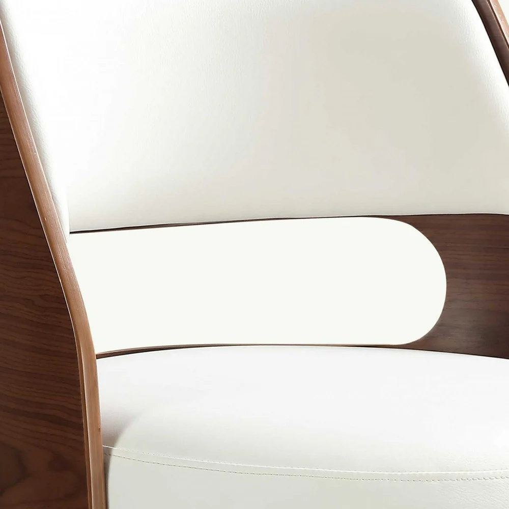 White And Walnut Swivel Adjustable Stool By Homeroots - Image 5