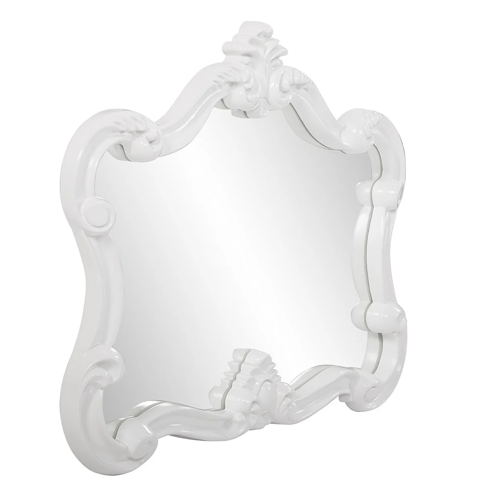 White Baroque Shape Ornate Mirror By Homeroots - Image 3