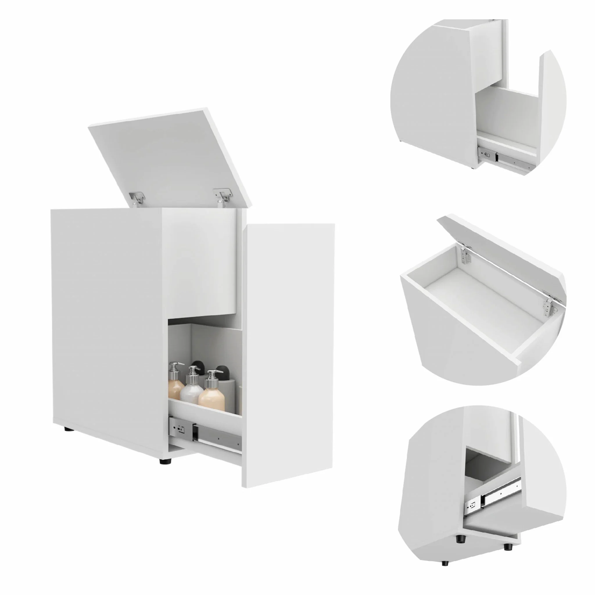 White Bathroom Cabinet with Top Shelf and Sliding Drawer By Homeroots - Image 4