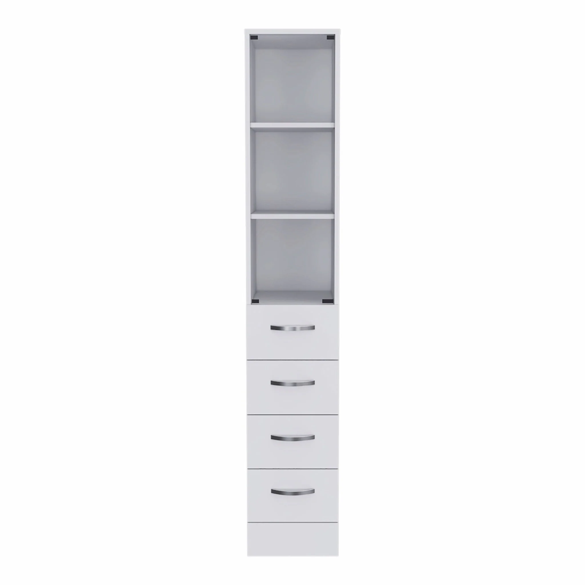 White Bathroom Storage Cabinet with Glass Door and Sliding Drawers By Homeroots - Image 2
