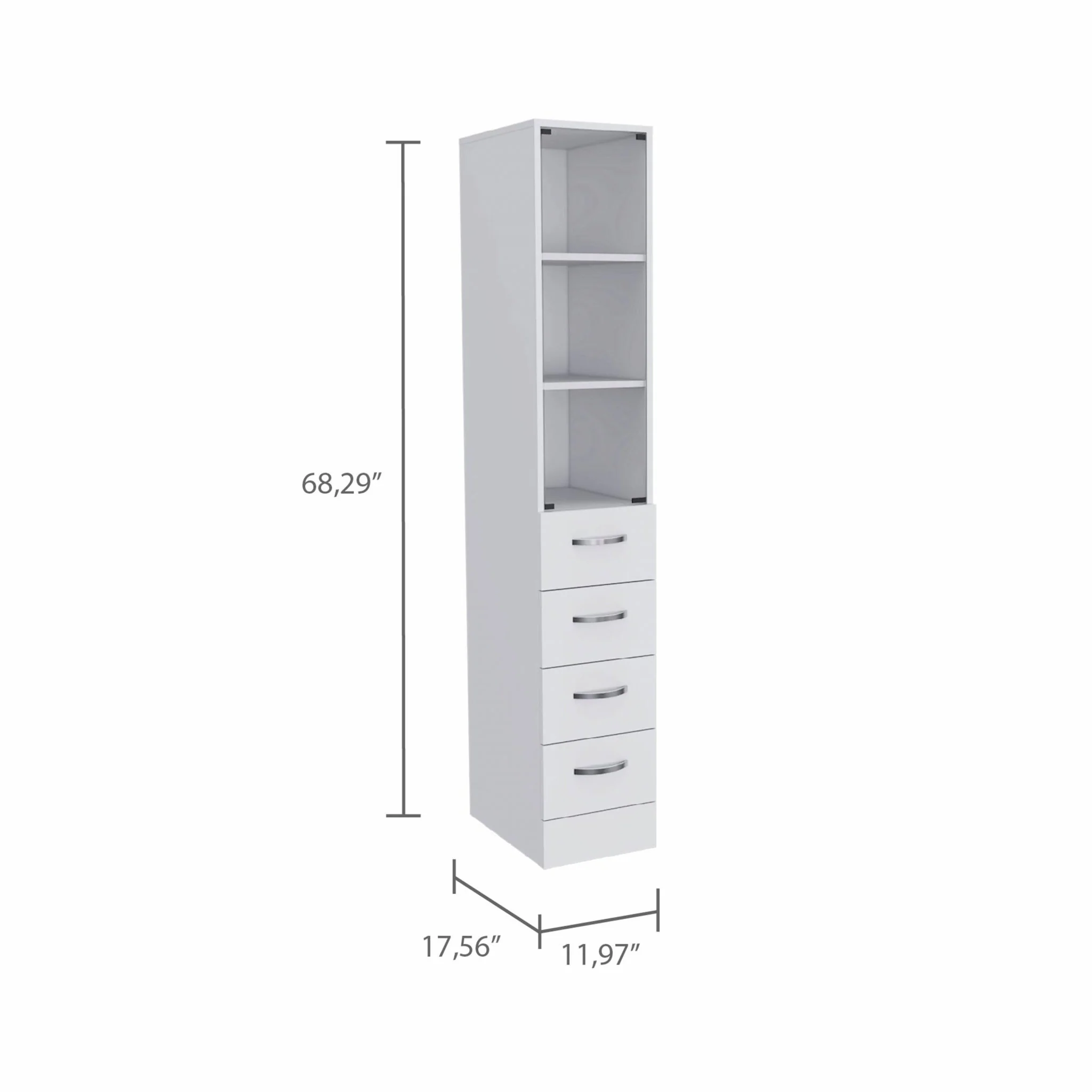 White Bathroom Storage Cabinet with Glass Door and Sliding Drawers By Homeroots - Image 3