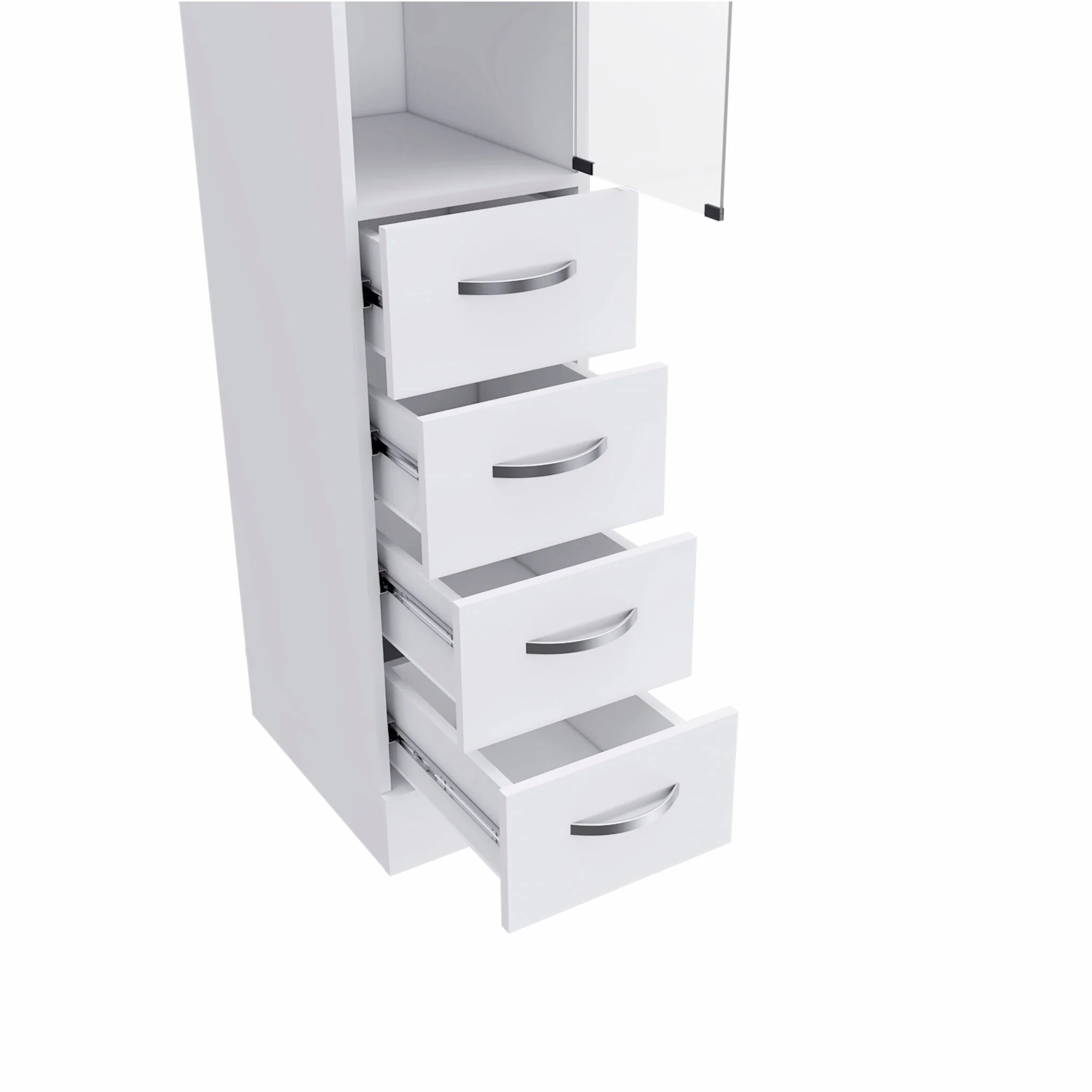White Bathroom Storage Cabinet with Glass Door and Sliding Drawers By Homeroots - Image 6