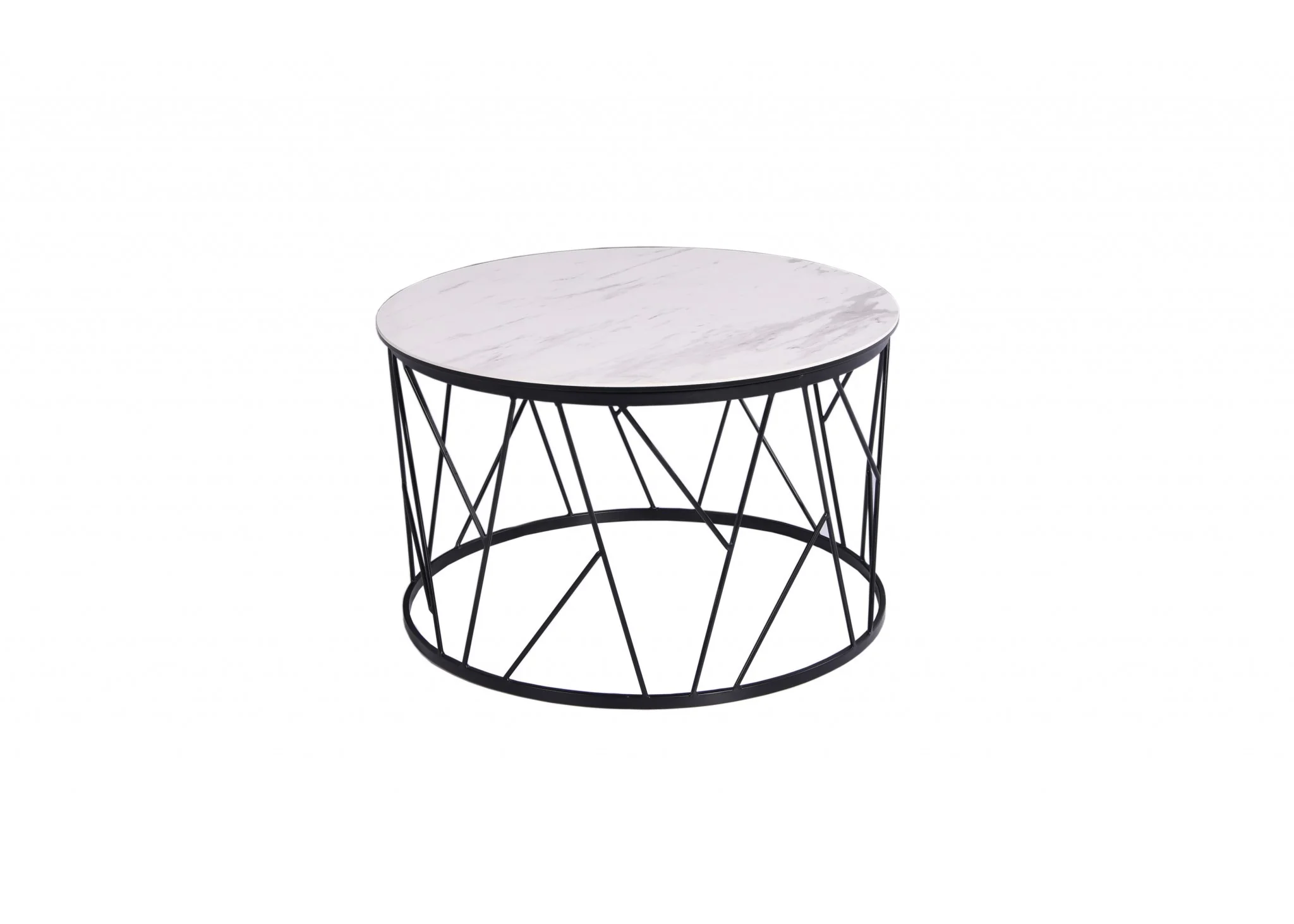 White Black Ceramic Iron Side Table By Homeroots - Image 3