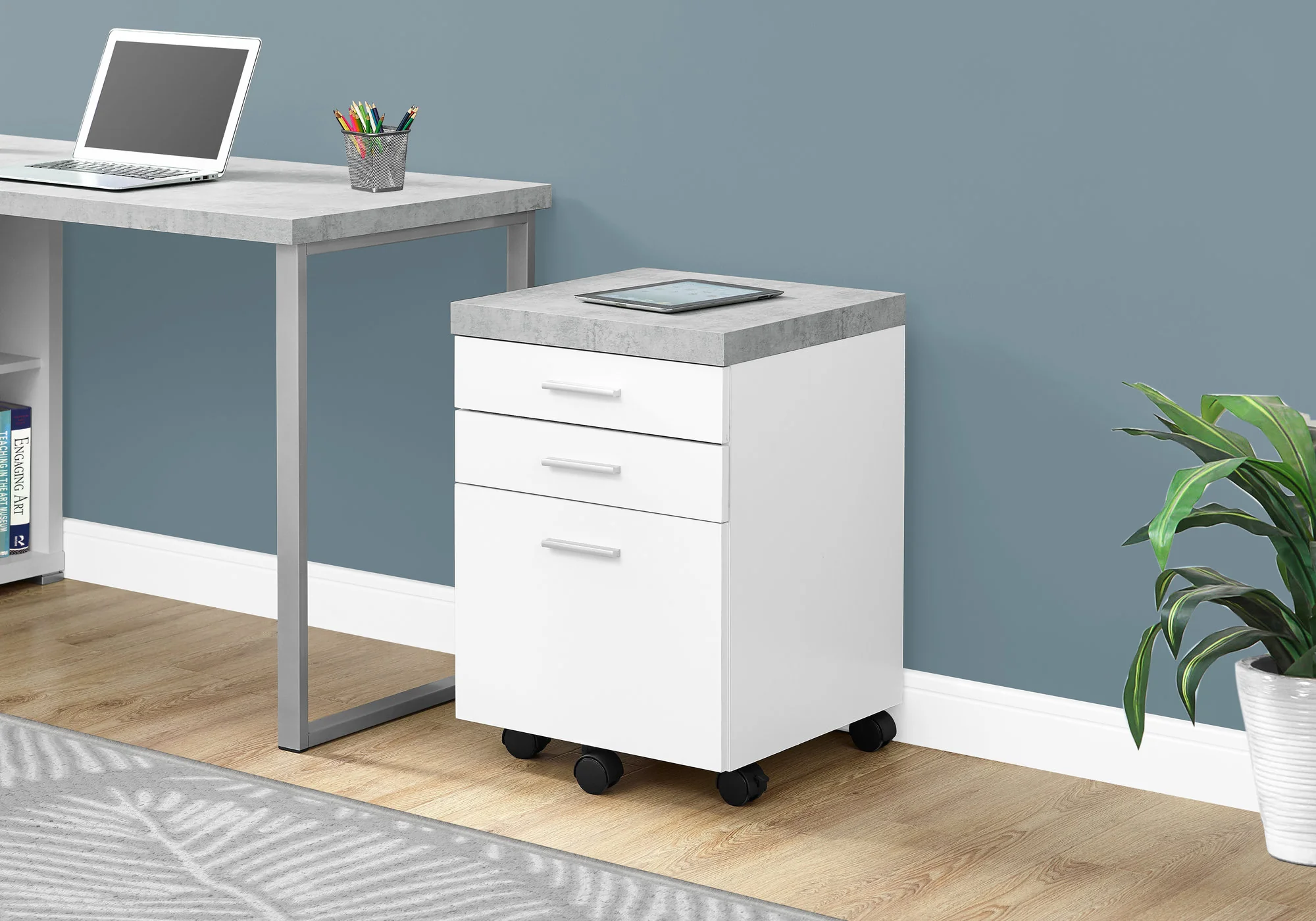 White Black Particle Board Drawers Filing Cabinet By Homeroots - Image 8