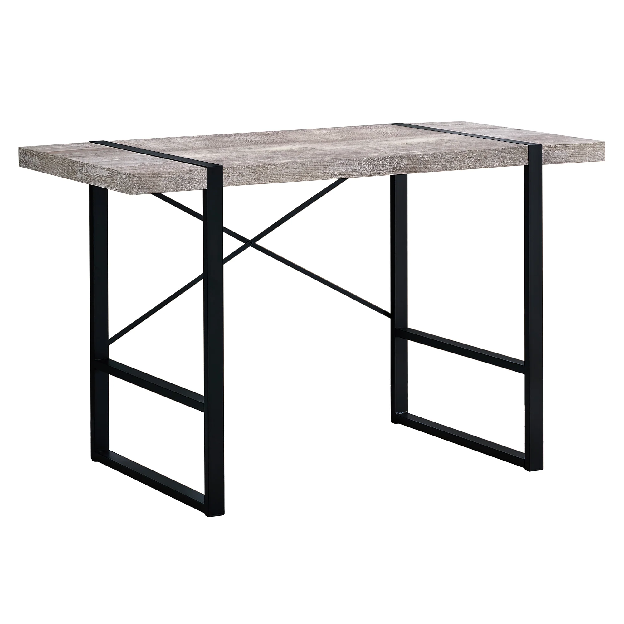 White Black Particle Board Hollow Core Metal Computer Desk By Homeroots - Image 5