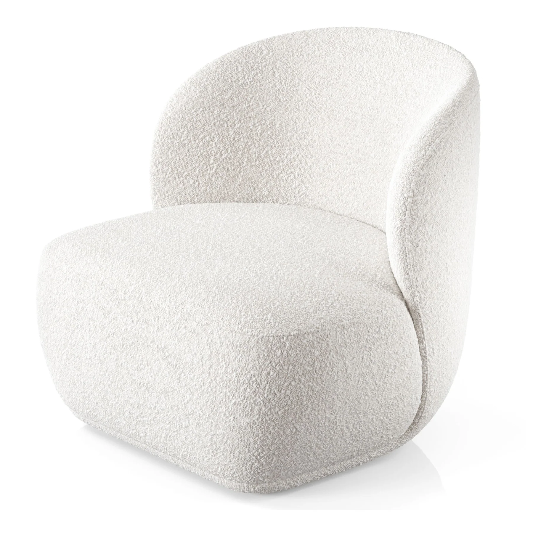 White Boucle Wingback Chair By Homeroots - Image 3
