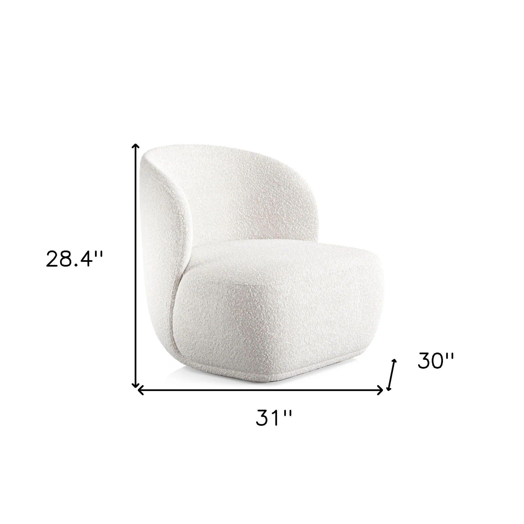 White Boucle Wingback Chair By Homeroots - Image 7