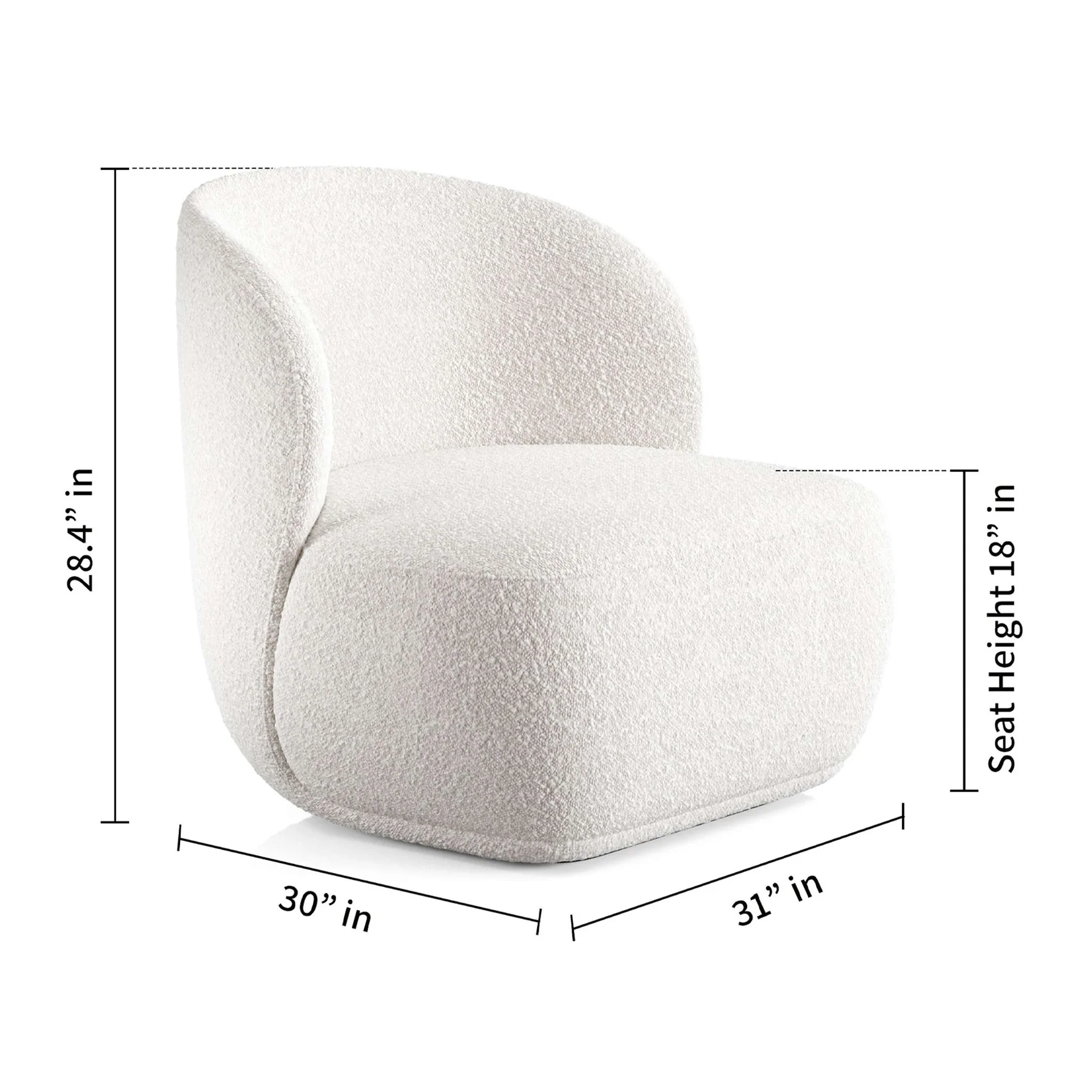 White Boucle Wingback Chair By Homeroots - Image 8
