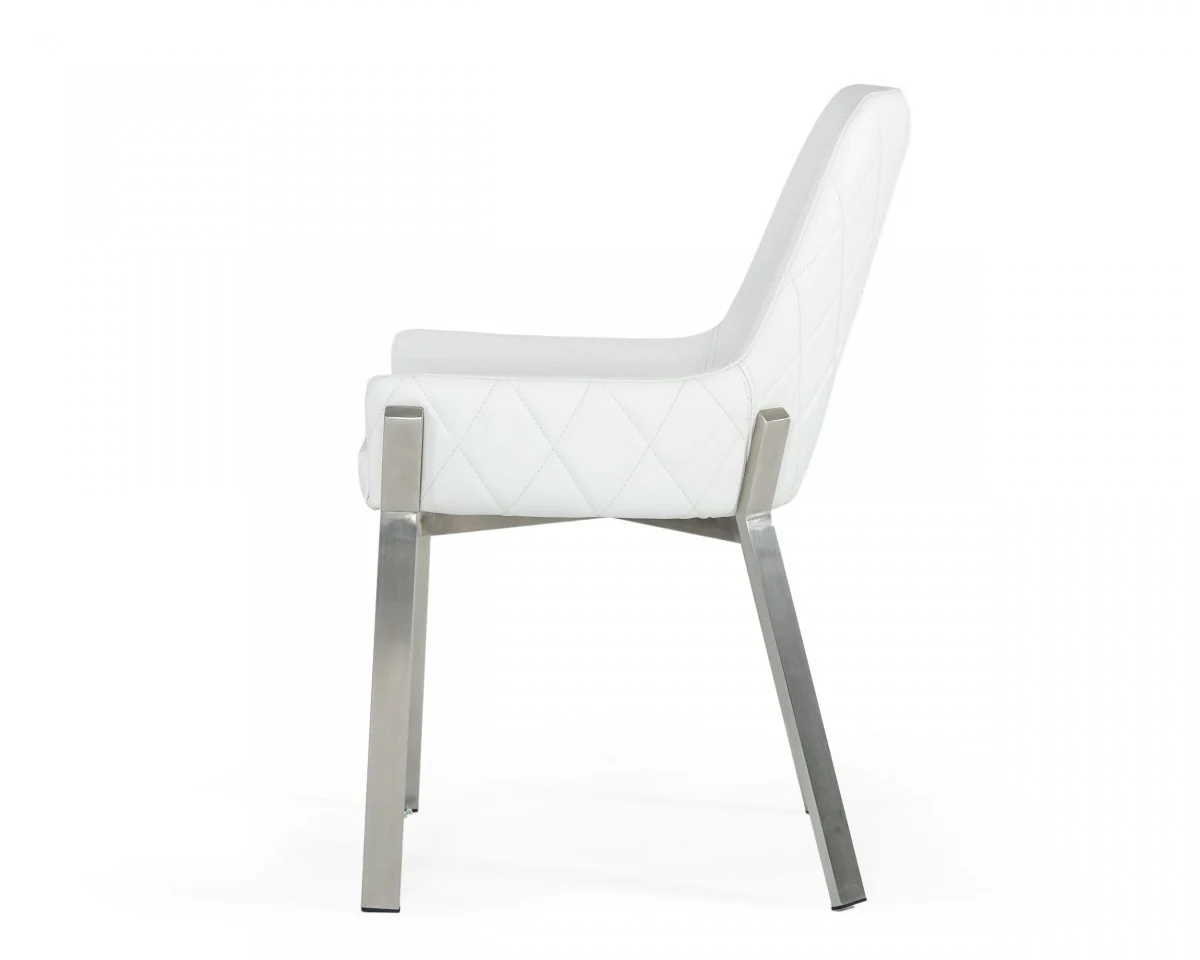 White Brushed Stainless Steel Dining Chair By Homeroots - Image 3