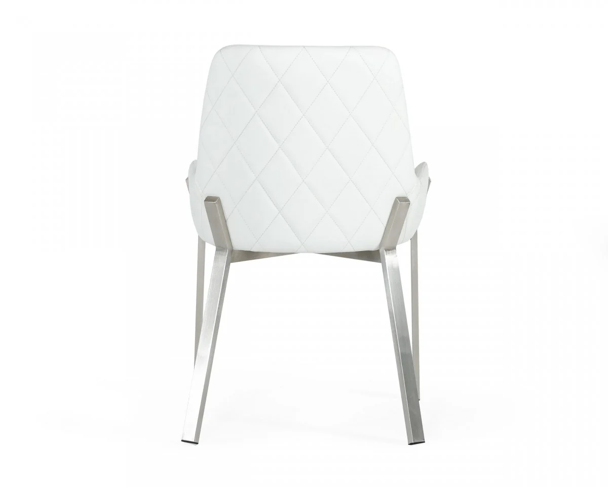 White Brushed Stainless Steel Dining Chair By Homeroots - Image 4