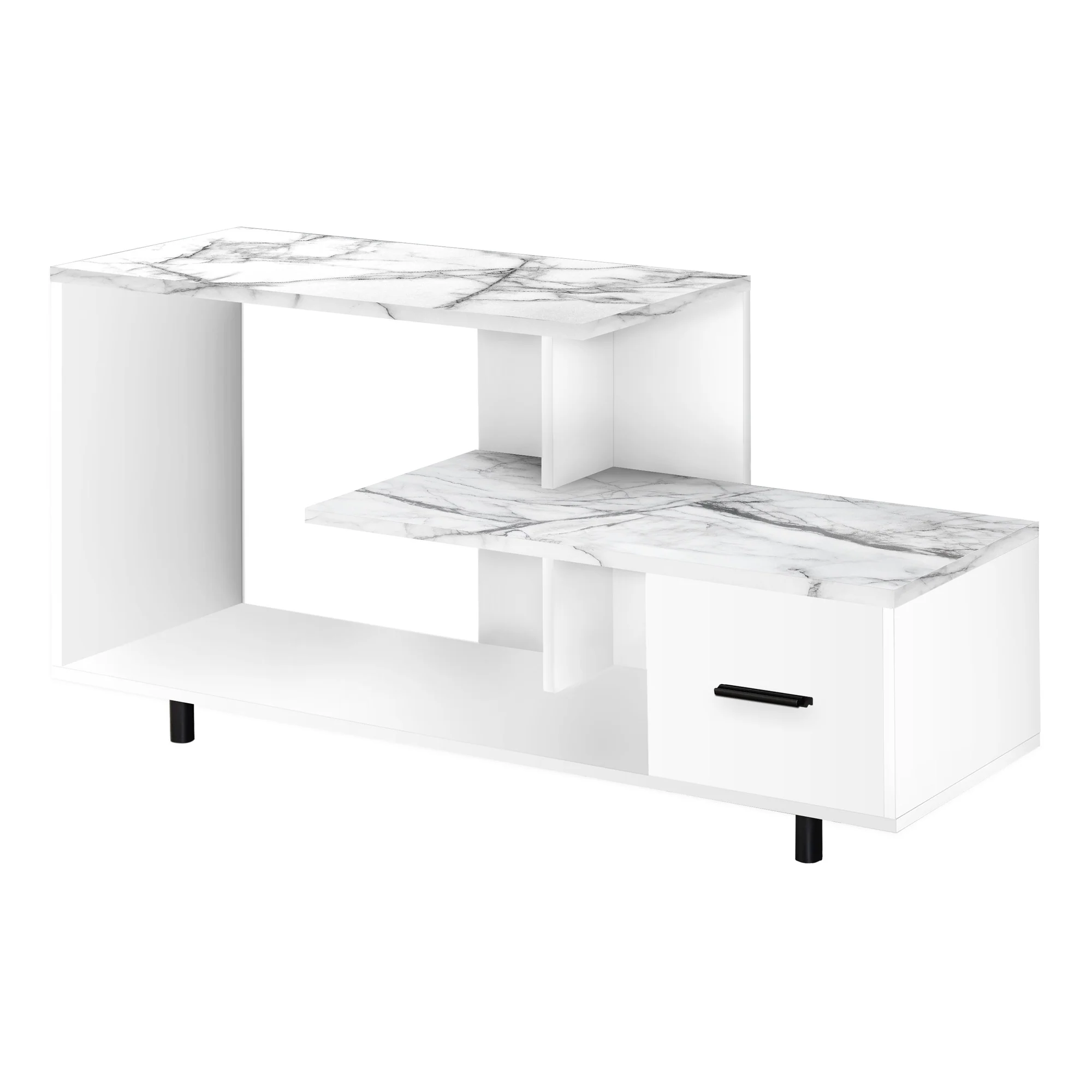 White Cabinet Enclosed Storage TV Stand By Homeroots - Image 2