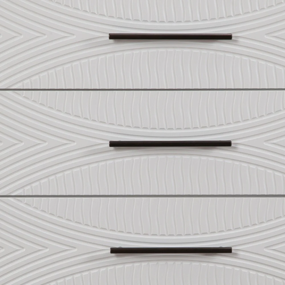 White Carved Geometric Solid Wood Five Drawer Dresser By Homeroots - Image 3