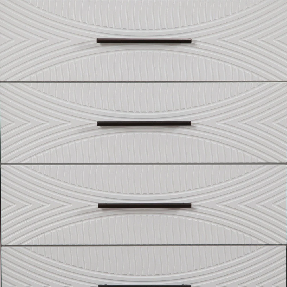 White Carved Geometric Solid Wood Five Drawer Dresser By Homeroots - Image 4