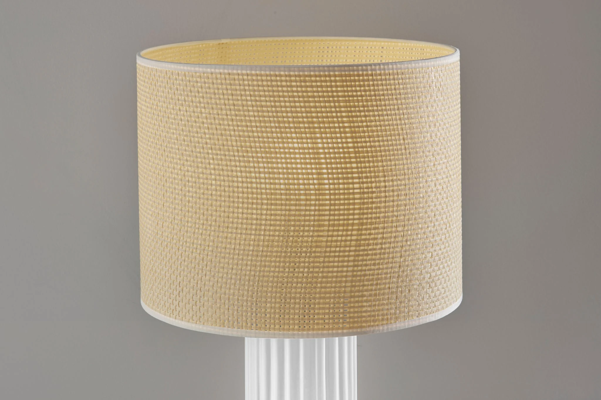 White Ceramic Cylinder Table Lamp With Beige Drum Shade By Homeroots - Image 5