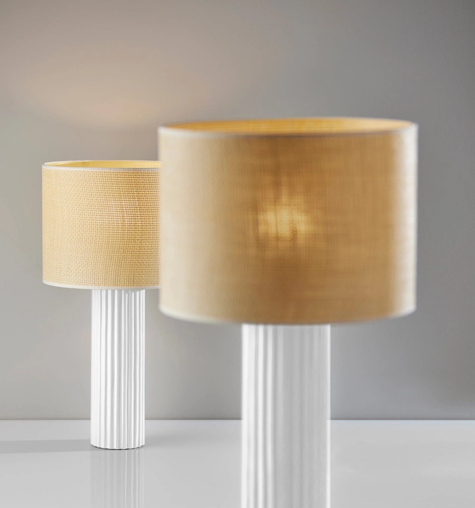 White Ceramic Cylinder Table Lamp With Beige Drum Shade By Homeroots - Image 7