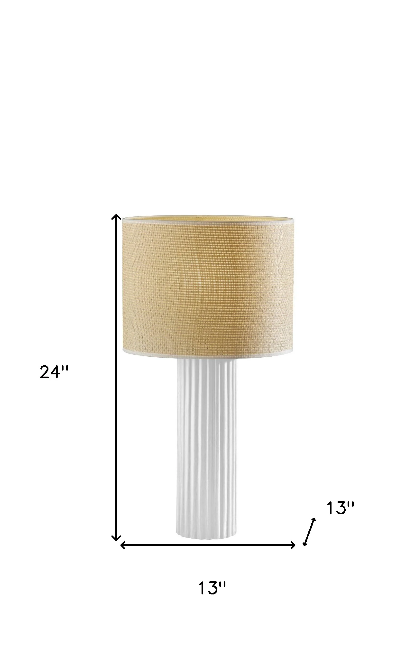White Ceramic Cylinder Table Lamp With Beige Drum Shade By Homeroots - Image 8
