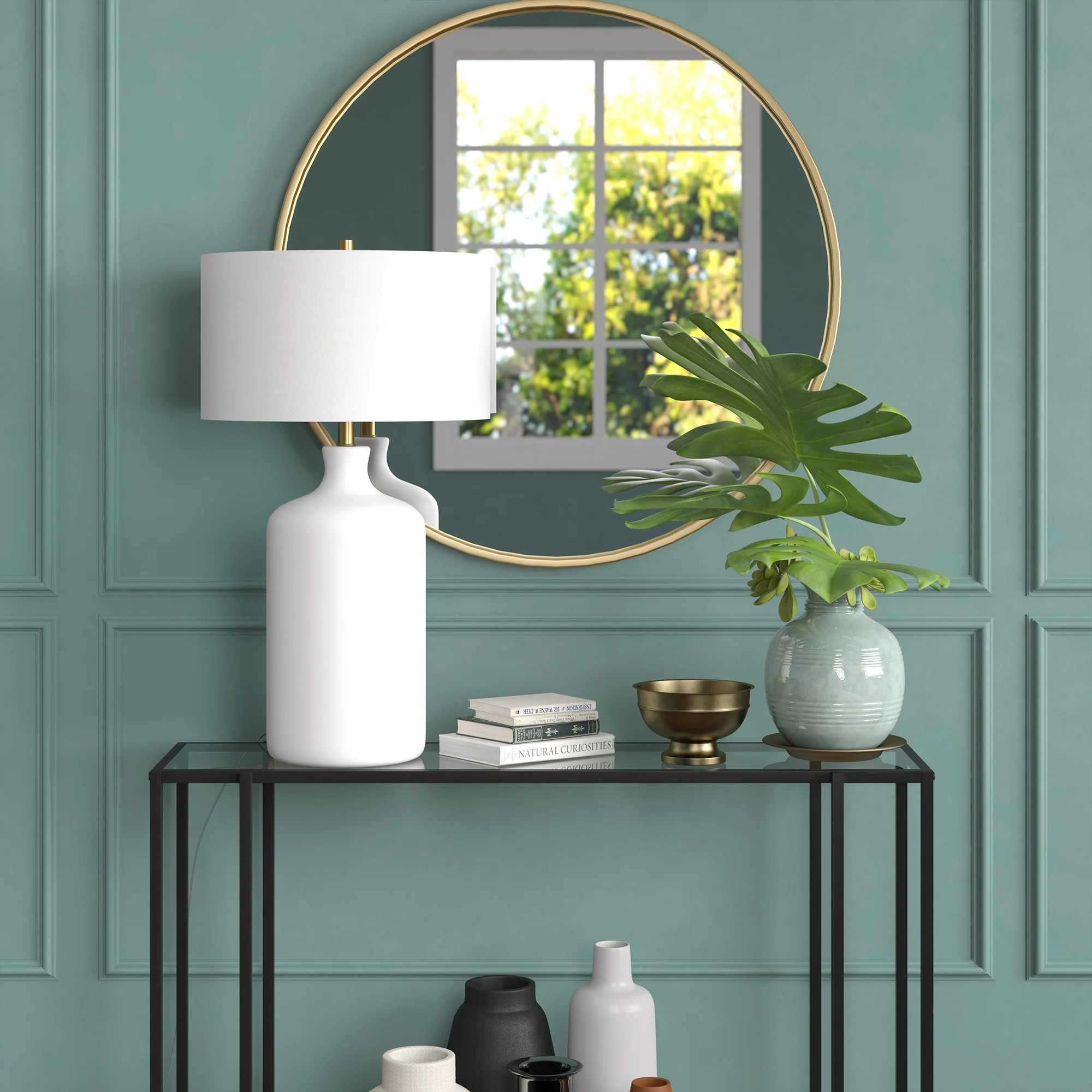 White Ceramic Table Lamp With White Drum Shade By Homeroots - Image 4