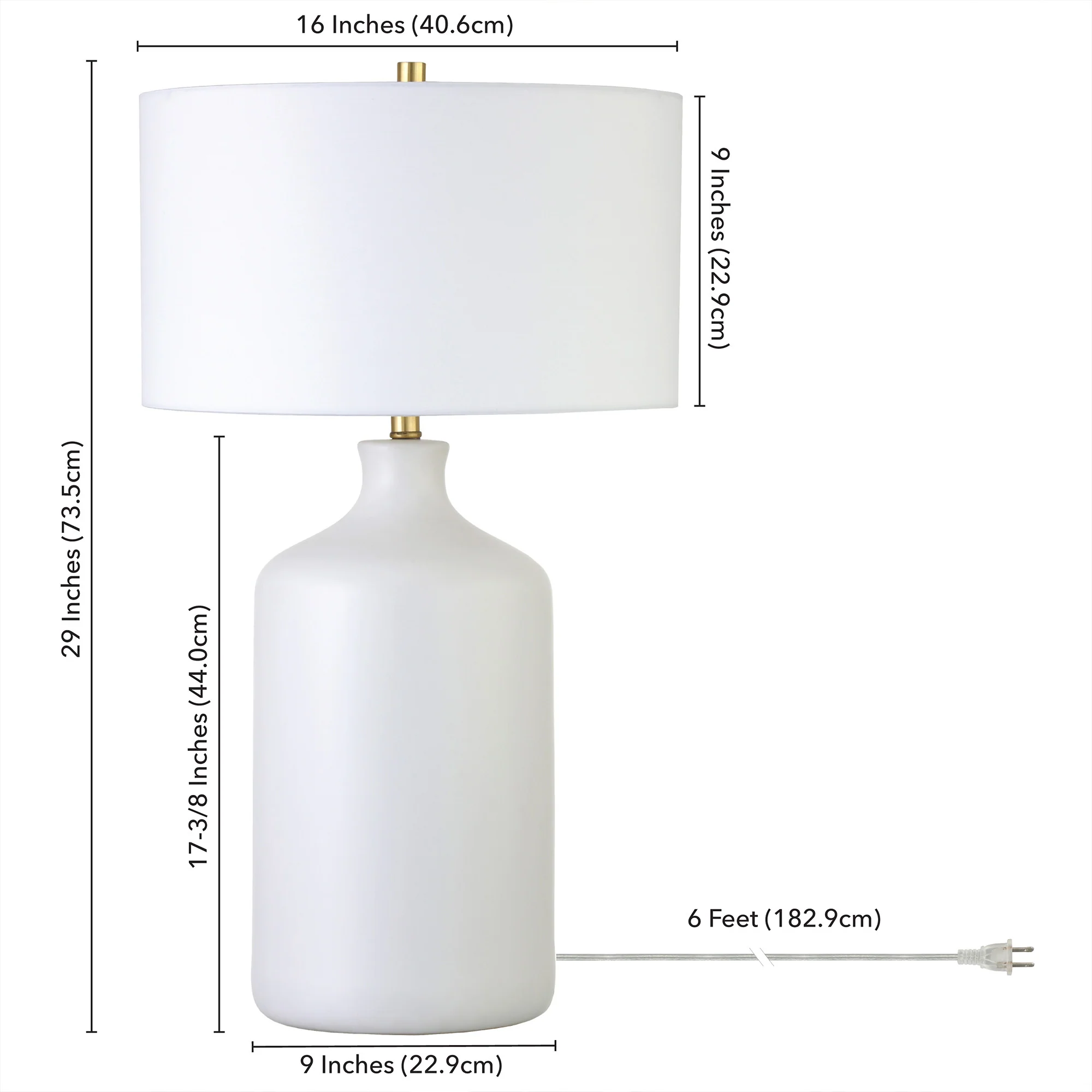 White Ceramic Table Lamp With White Drum Shade By Homeroots - Image 5