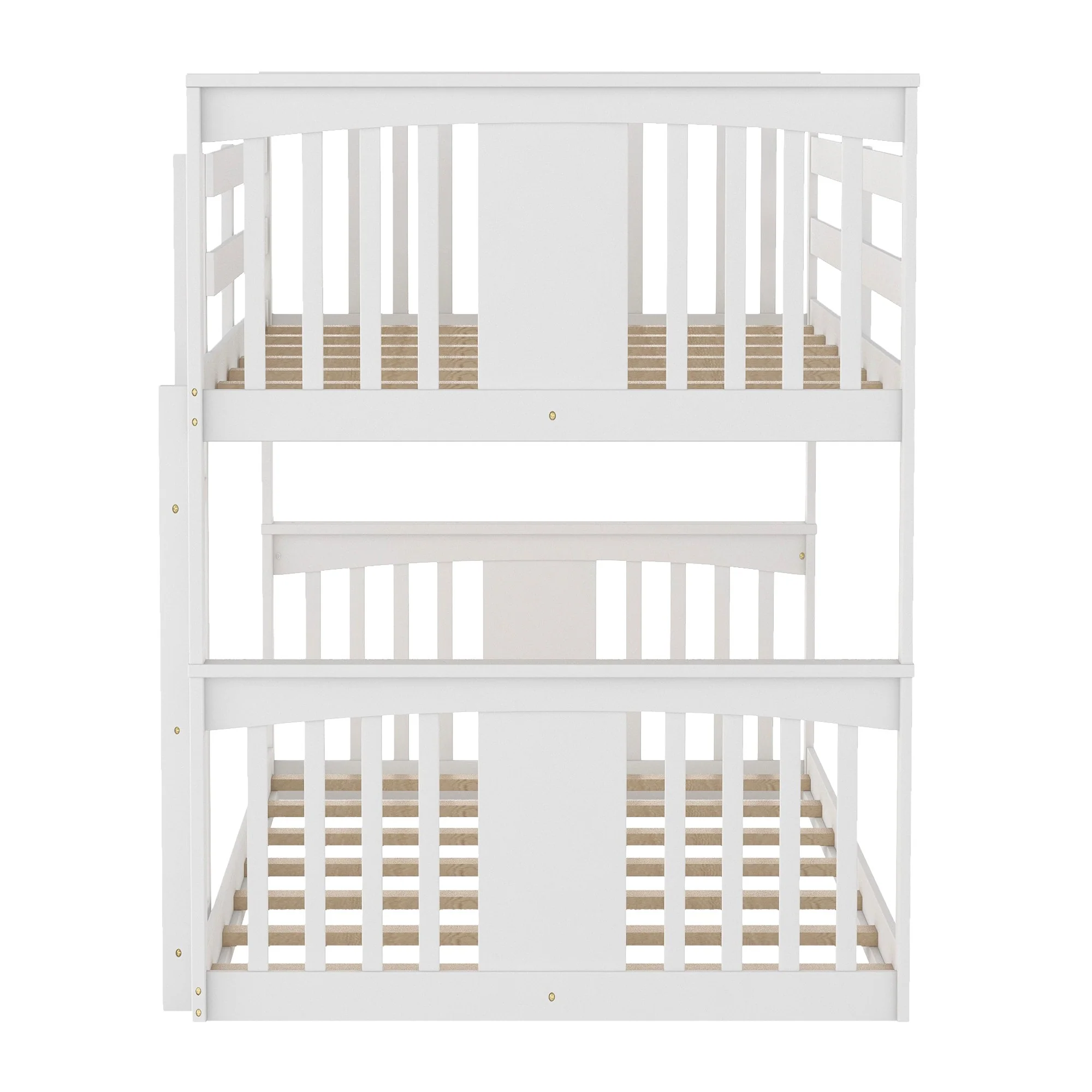 White Classic Twin Over Twin Bunk Bed With Ladder By Homeroots - Image 7
