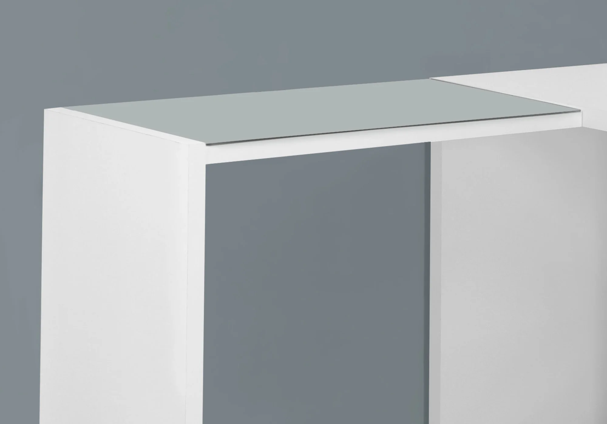 White Clear Particle Board Glass Hollow Core Computer Desk By Homeroots - Image 2