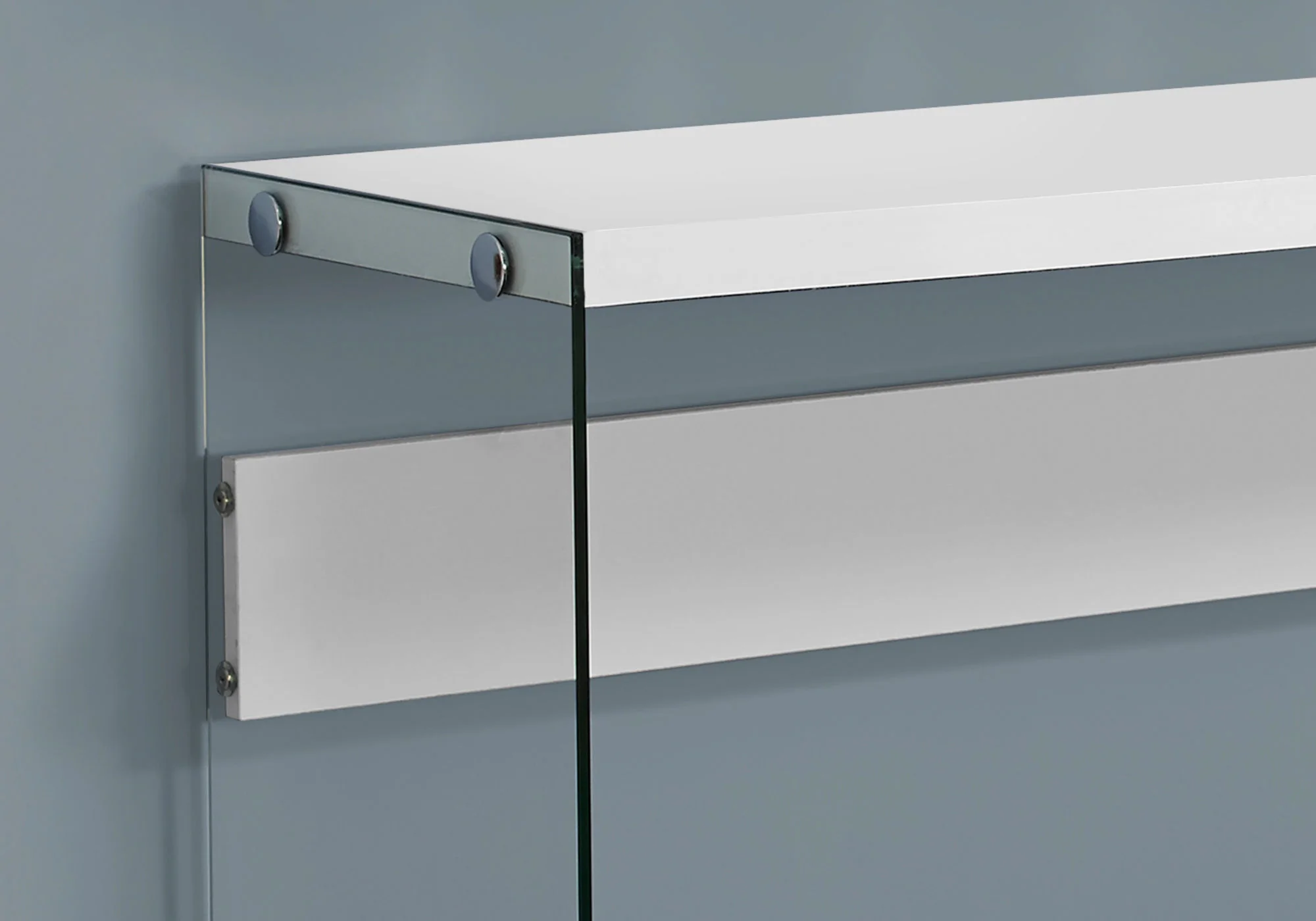 White Clear Particle Board Tempered Glass Accent Table By Homeroots - Image 2