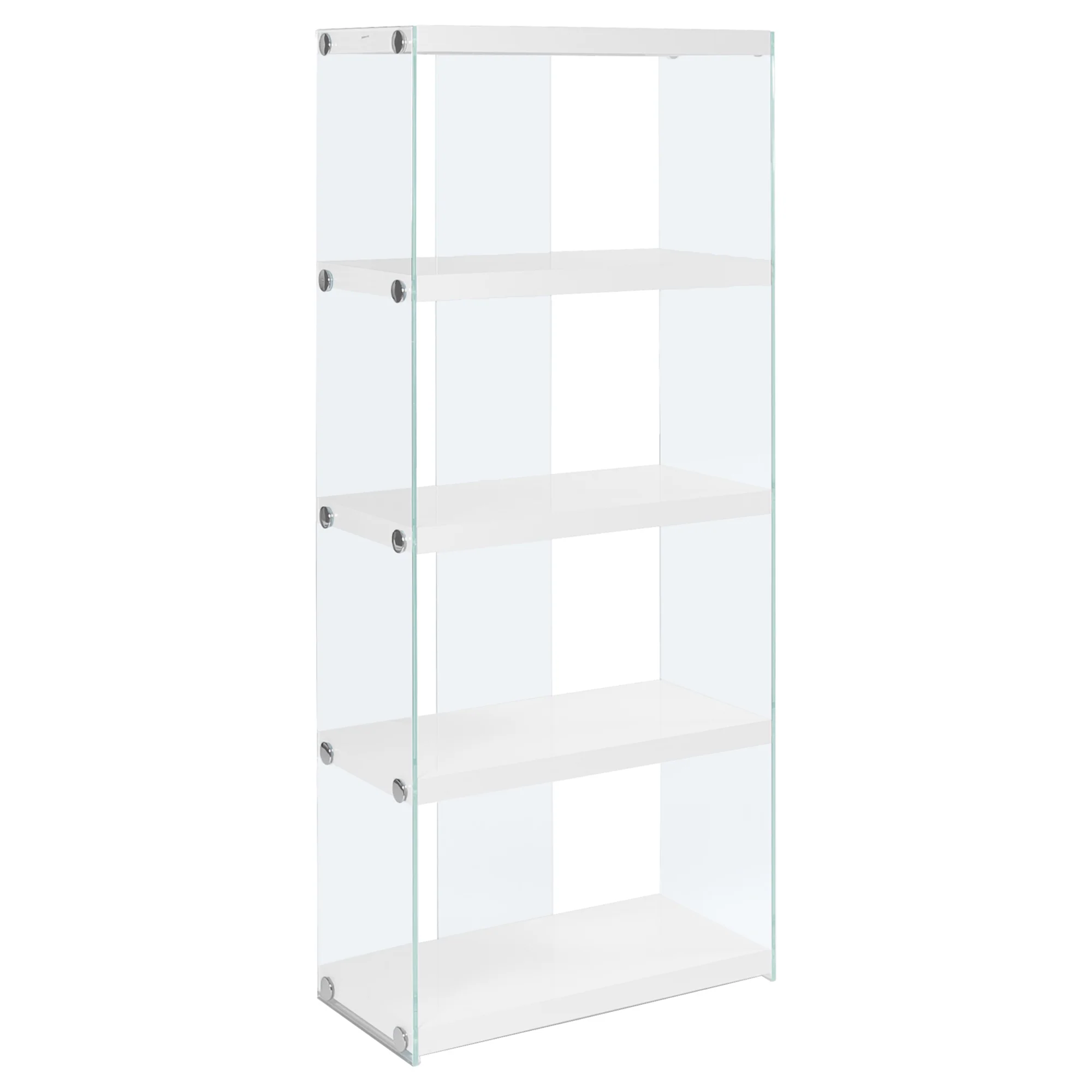 White Clear Particle Board Tempered Glass Bookcase By Homeroots - 333149 - Image 2
