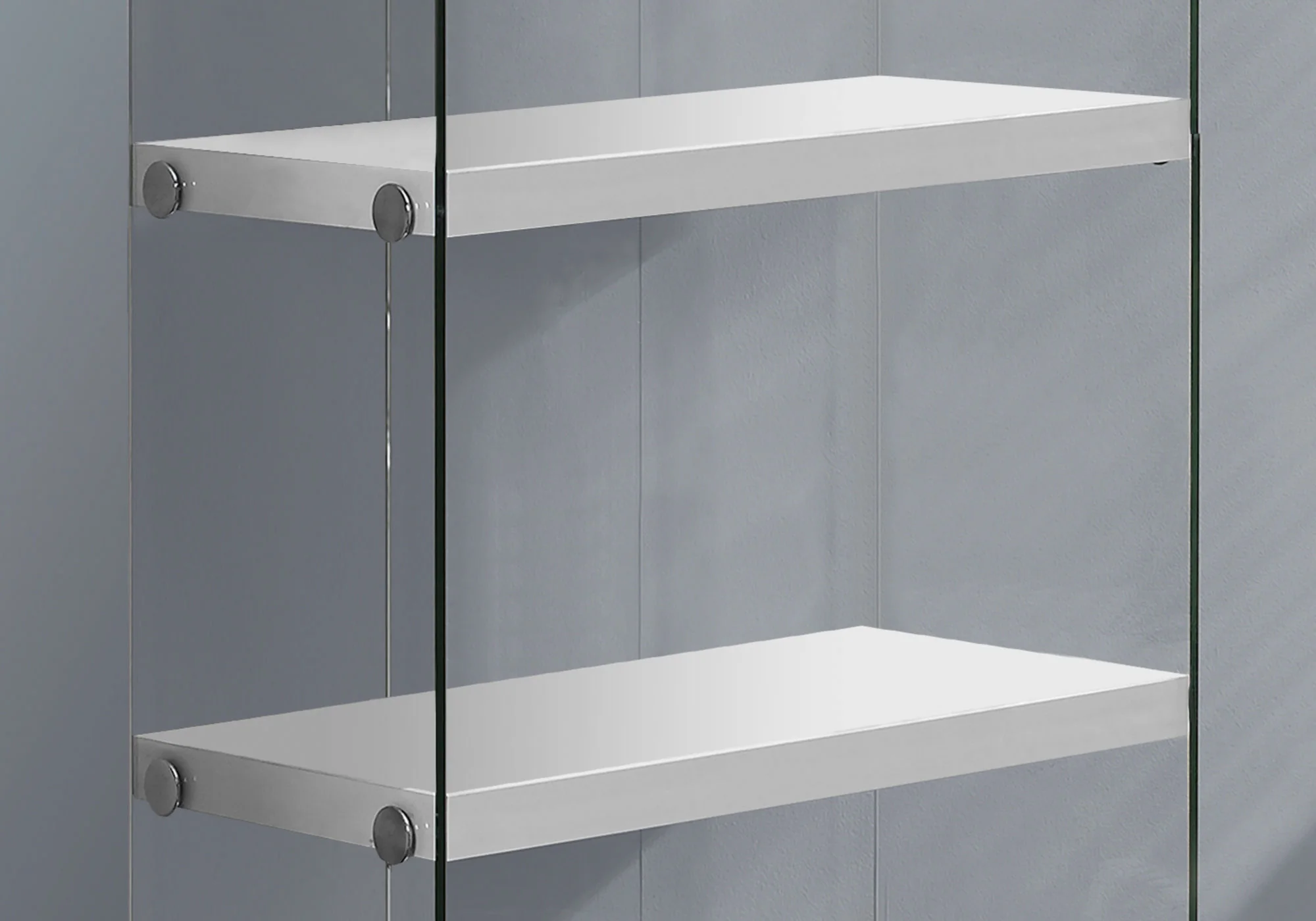 White Clear Particle Board Tempered Glass Bookcase By Homeroots - 333149 - Image 3
